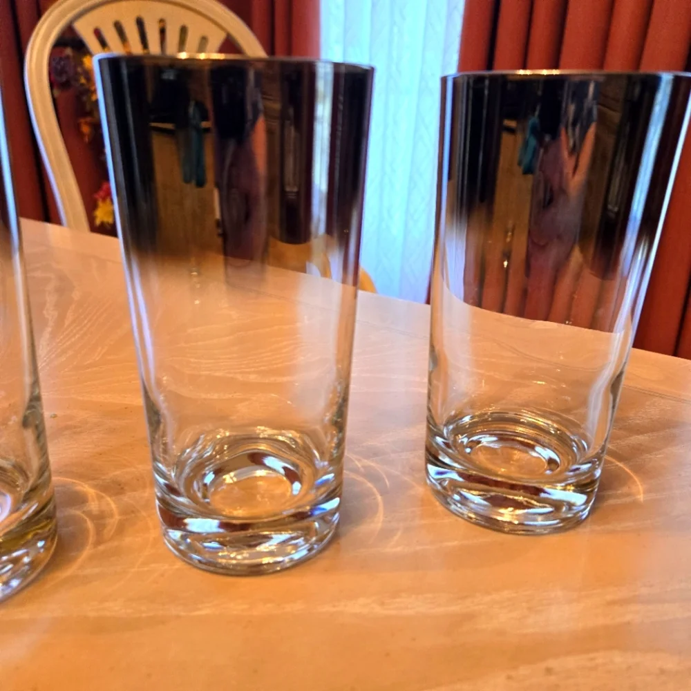4 Vintage Tumbler Bar Glasses, Bronze/Gold Shading